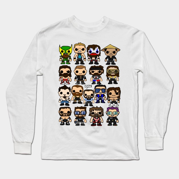 QWA Vinyl Pop-fighters Long Sleeve T-Shirt by ChewfactorCreative